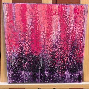 Handmade Acrylic Painting on  Stretched Canvas Pink Purple 12"×12"